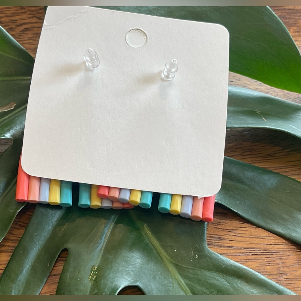 NWT polymer clay Rainbow earrings 2” - Picture 2 of 3